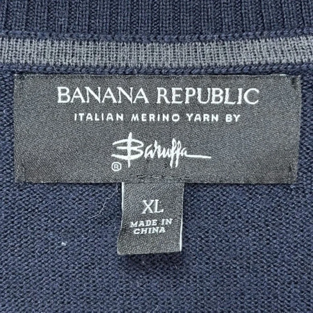 Banana Republic Merino Wool Sweater Mens XL Blue‎ Long Sleeve V-Neck Pullover